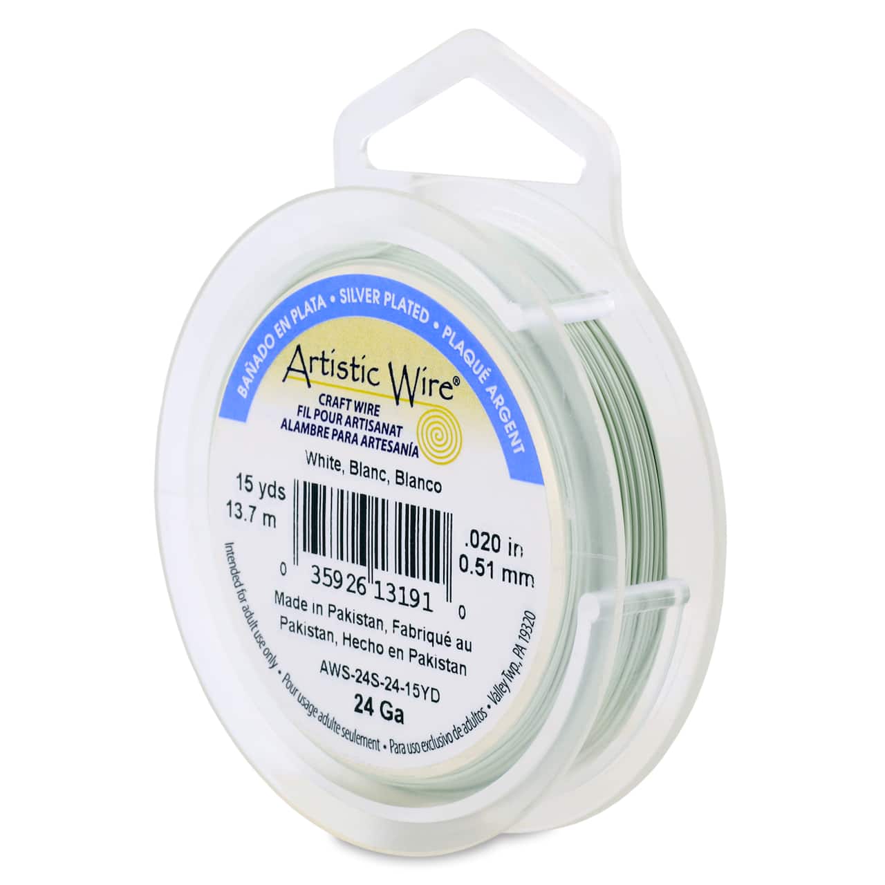 Artistic Wire® 24 Gauge Silver Plated Tarnish Resistant Colored Copper Craft Wire, 15yd.